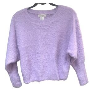 Jessica Simpson Lavender Purple Fuzzy Eyelash Knit Batwing Sweater Womens Medium